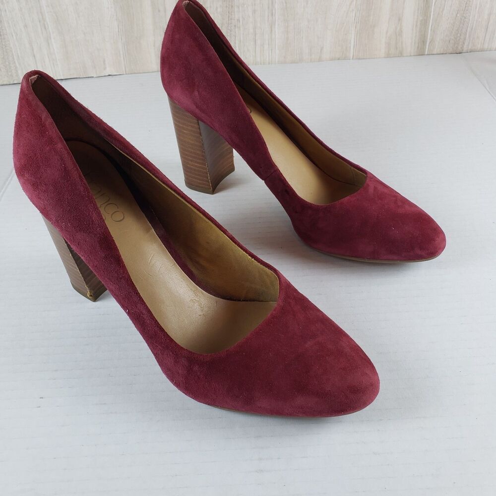 Franco Sarto Burgundy Suede Pointed Toe Pump Stiletto Heels Women's 8.5